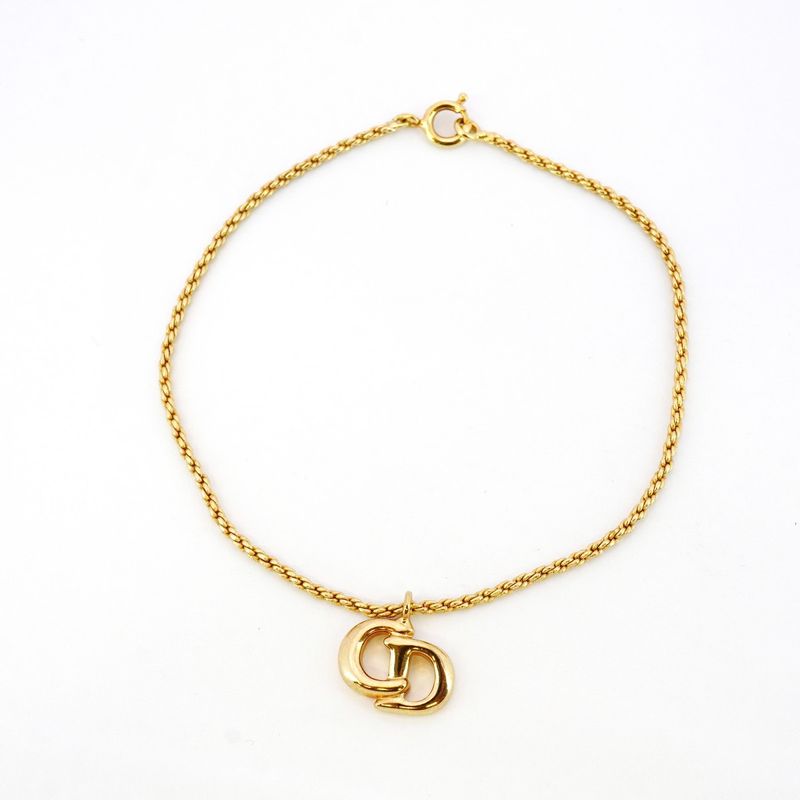 Christian Dior Bracelet CD Logo GP Plated Gold Ladies
