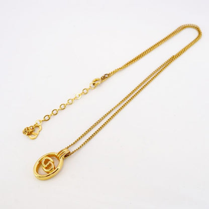 Christian Dior Necklace CD Logo Oval GP Plated Gold Ladies
