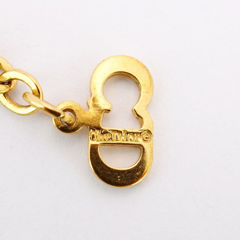 Christian Dior Necklace CD Logo Oval GP Plated Gold Ladies