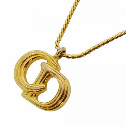 Christian Dior Necklace CD Logo GP Plated Gold Ladies