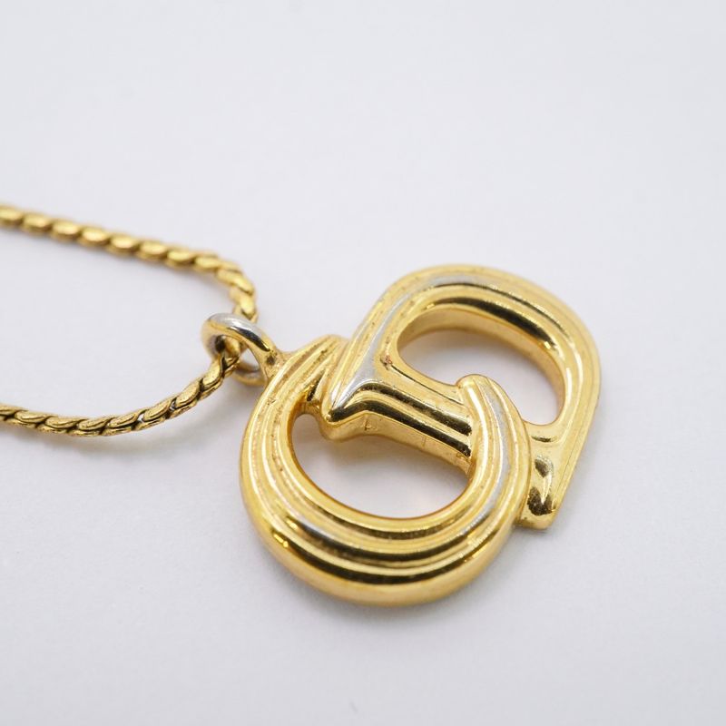 Christian Dior Necklace CD Logo GP Plated Gold Ladies