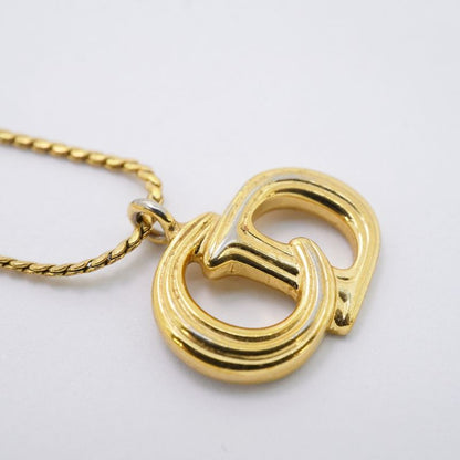 Christian Dior Necklace CD Logo GP Plated Gold Ladies