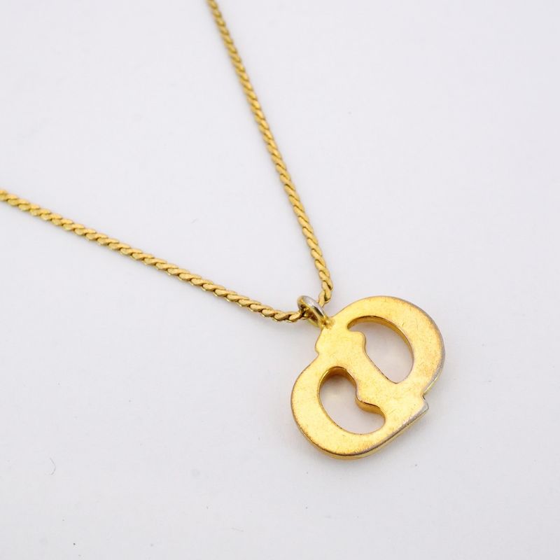 Christian Dior Necklace CD Logo GP Plated Gold Ladies