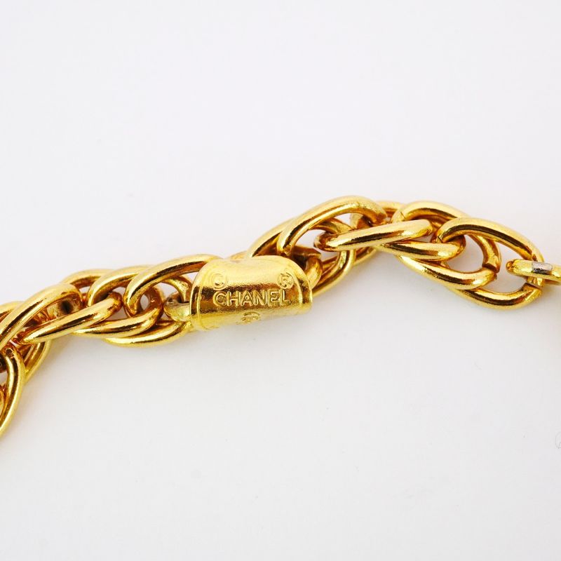Chanel Necklace Vintage Chanel Logo Mademoiselle GP Plated Gold Ladies