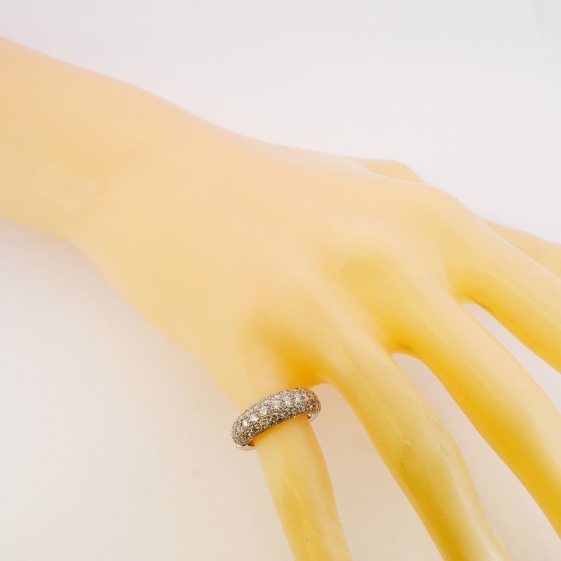 Cartier Ring Etancel Half Eternity Pavé 18K White Gold White Togo Old Diamond