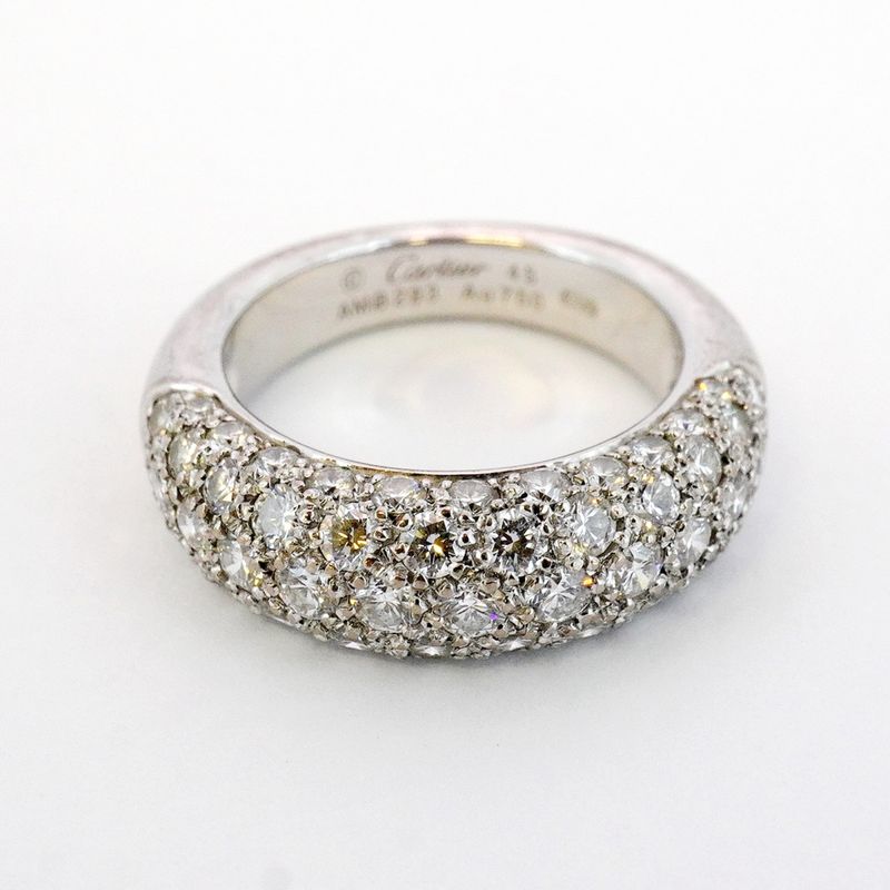 Cartier Ring Etancel Half Eternity Pavé 18K White Gold White Togo Old Diamond