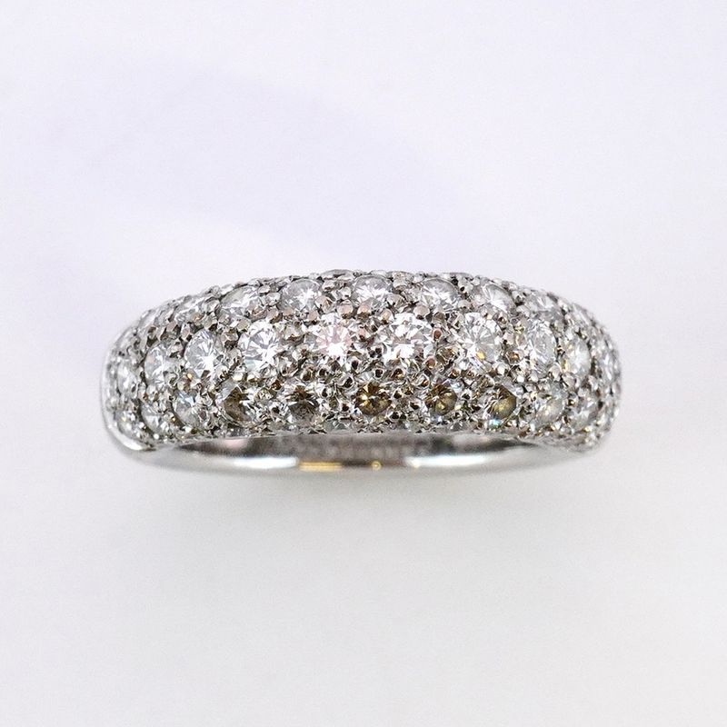 Cartier Ring Etancel Half Eternity Pavé 18K White Gold White Togo Old Diamond