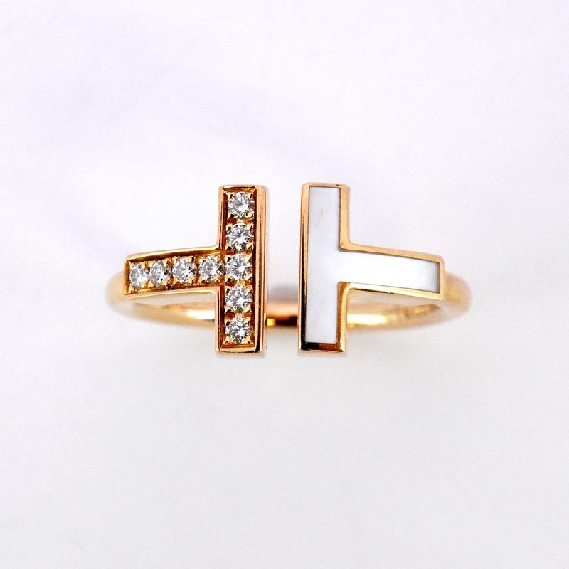 Tiffany & Co Ring T-wire 18K Pink Gold Pink Gold Diamond Mother Of Pearl Size