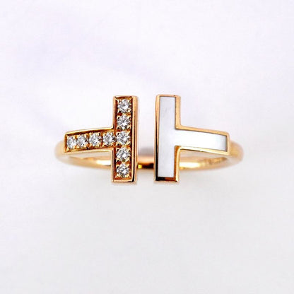 Tiffany & Co Ring T-wire 18K Pink Gold Pink Gold Diamond Mother Of Pearl Size