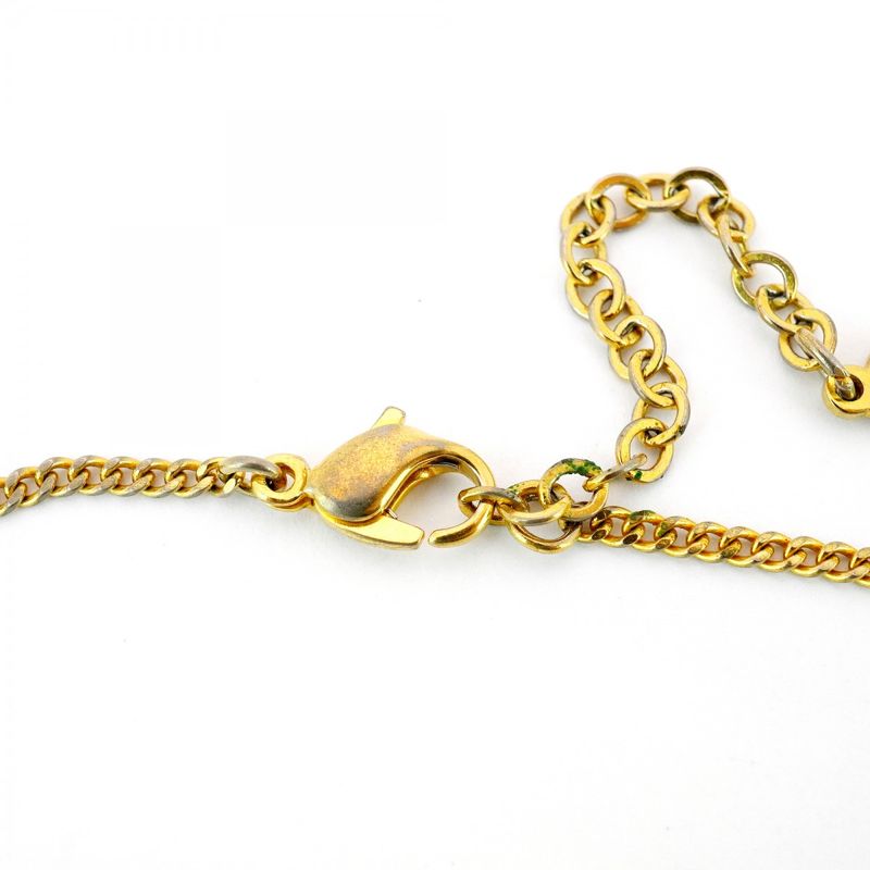 Christian Dior Necklace Dior Logo Oval GP Plated Rhinestone Gold Ladies