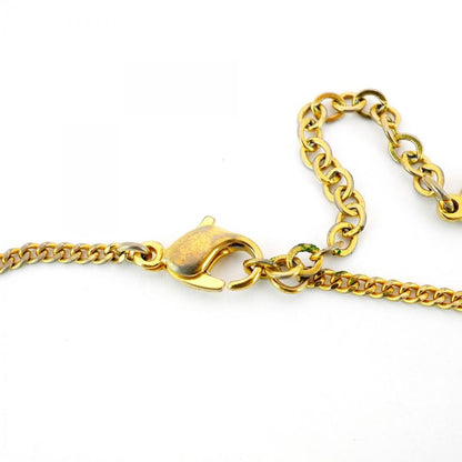 Christian Dior Necklace Dior Logo Oval GP Plated Rhinestone Gold Ladies