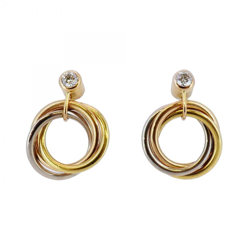 Cartier Earrings Trinity 18K Yellow Gold Yellow Gold 18K White Gold White Togo