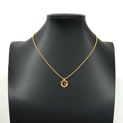 Christian Dior Necklace CD Logo Round Shape Circle GP Plated Gold Ladies