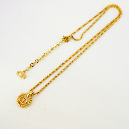 Christian Dior Necklace CD Logo Round Shape Circle GP Plated Gold Ladies