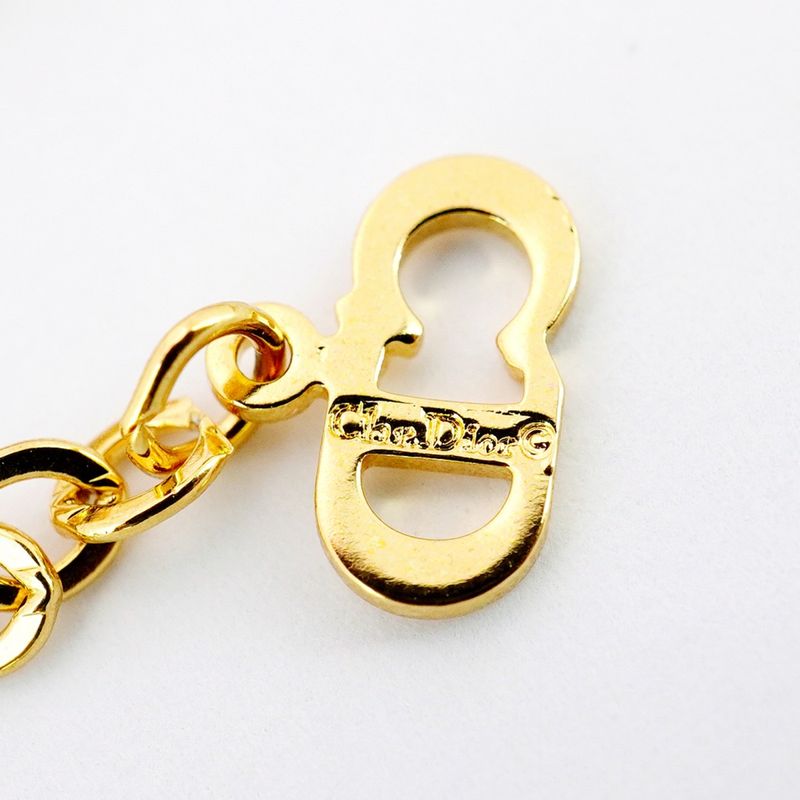 Christian Dior Necklace CD Logo Round Shape Circle GP Plated Gold Ladies