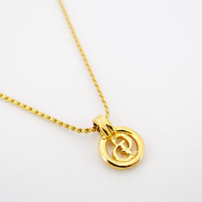 Christian Dior Necklace CD Logo Round Shape Circle GP Plated Gold Ladies