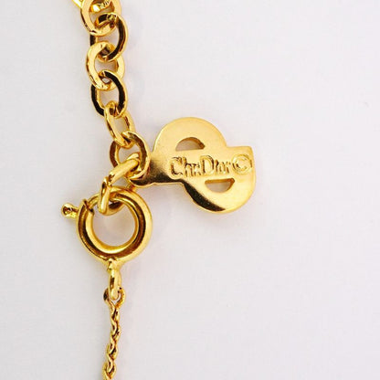 Christian Dior Necklace CD Logo Round Shape Circle GP Plated Gold Ladies