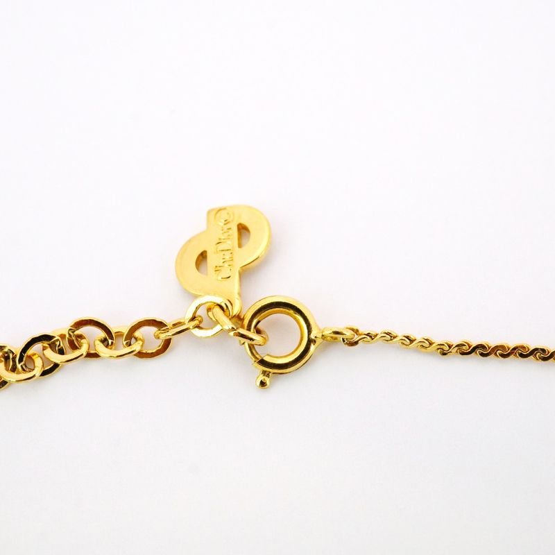 Christian Dior Necklace CD Logo Round Shape Circle GP Plated Gold Ladies