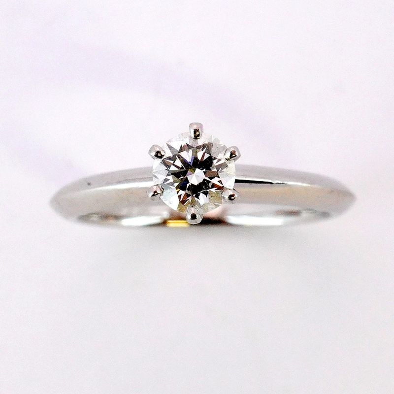 Tiffany & Co Ring Solitaire 1PD Pt950 Platinum Diamond 034ct #8 Ladies