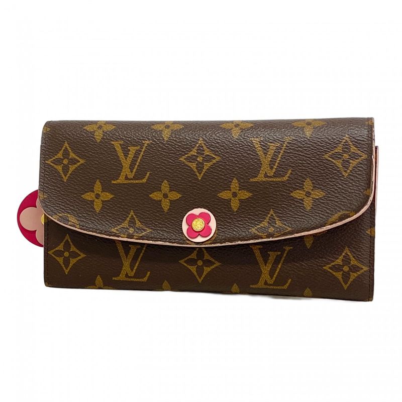 Louis Vuitton Long Wallet Monogram Portefeuille Emily Flower Charm M64202 Brown