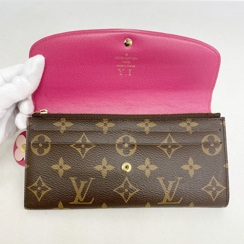 Louis Vuitton Long Wallet Monogram Portefeuille Emily Flower Charm M64202 Brown