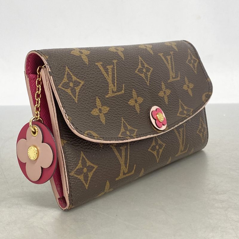Louis Vuitton Long Wallet Monogram Portefeuille Emily Flower Charm M64202 Brown