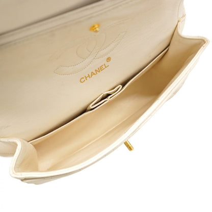 Chanel Shoulder Bag Matelasse Lambskin White Gold Hardware Women