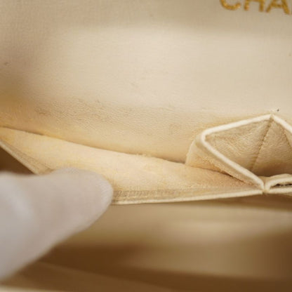 Chanel Shoulder Bag Matelasse Lambskin White Gold Hardware Women