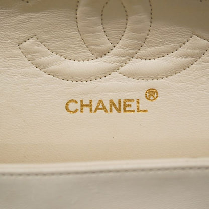 Chanel Shoulder Bag Matelasse Lambskin White Gold Hardware Women