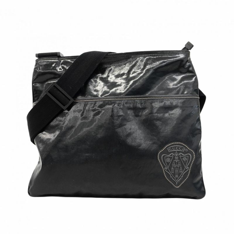 Gucci Shoulder Bag Cles Sto 181098 PVC Black Silver Hardware Women