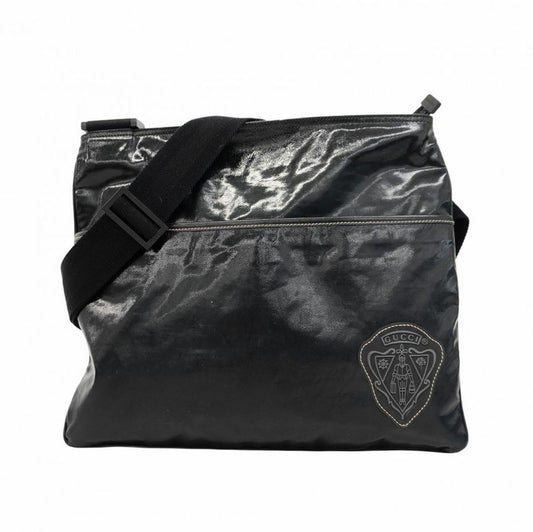 Gucci Shoulder Bag Cles Sto 181098 PVC Black Silver Hardware Women