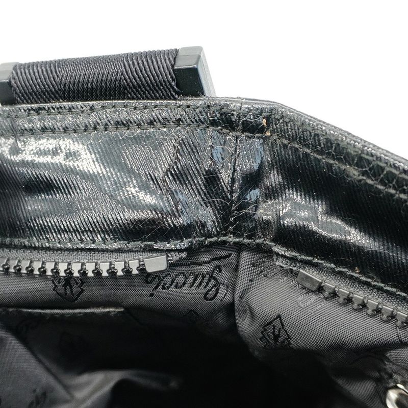 Gucci Shoulder Bag Cles Sto 181098 PVC Black Silver Hardware Women