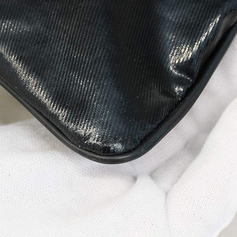 Gucci Shoulder Bag Cles Sto 181098 PVC Black Silver Hardware Women