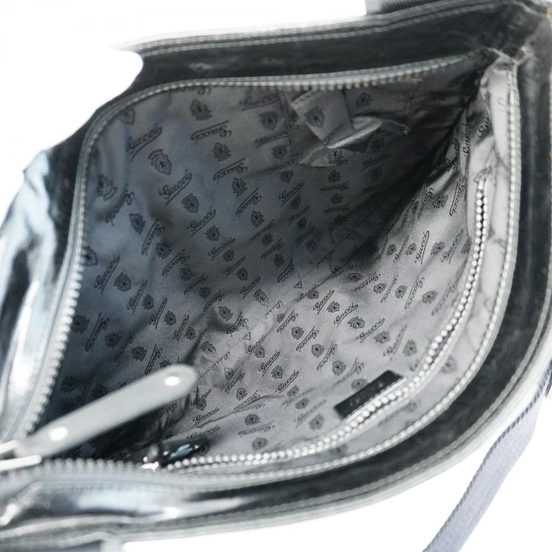 Gucci Shoulder Bag Cles Sto 181098 PVC Black Silver Hardware Women