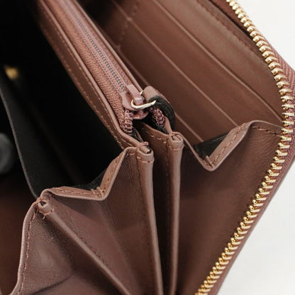 Gucci Long Wallet GG Canvas 308012 Canvas Leather Brown Beige Chien Pan Gold