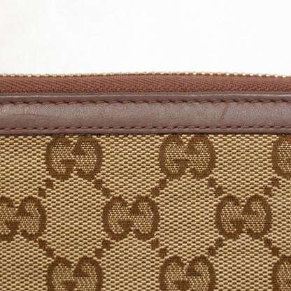 Gucci Long Wallet GG Canvas 308012 Canvas Leather Brown Beige Chien Pan Gold