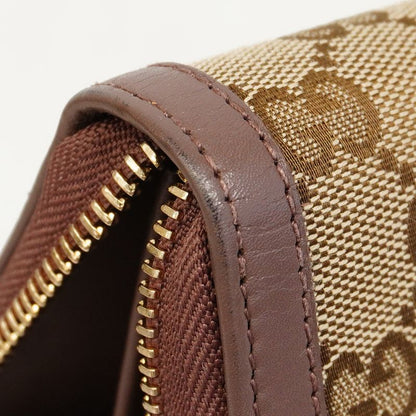 Gucci Long Wallet GG Canvas 308012 Canvas Leather Brown Beige Chien Pan Gold