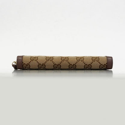 Gucci Long Wallet GG Canvas 308012 Canvas Leather Brown Beige Chien Pan Gold