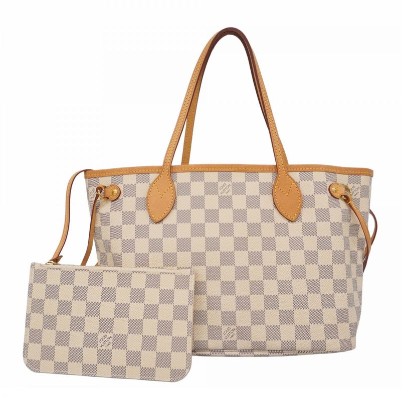 Louis Vuitton Tote Bag Damier Azure Neverfull PM N40605 White Ladies