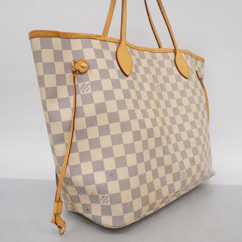 Louis Vuitton Tote Bag Damier Azure Neverfull MM N51107 White Ladies