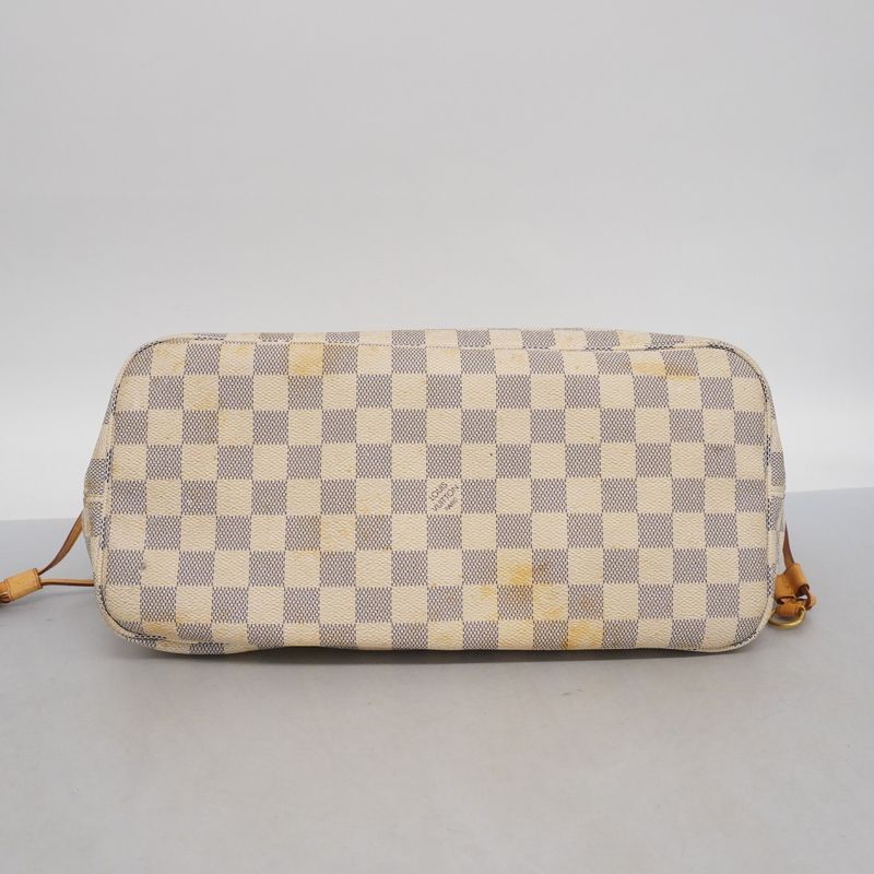 Louis Vuitton Tote Bag Damier Azure Neverfull MM N51107 White Ladies