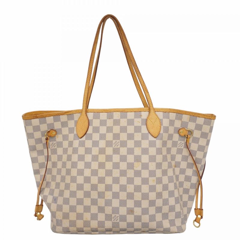 Louis Vuitton Tote Bag Damier Azure Neverfull MM N51107 White Ladies