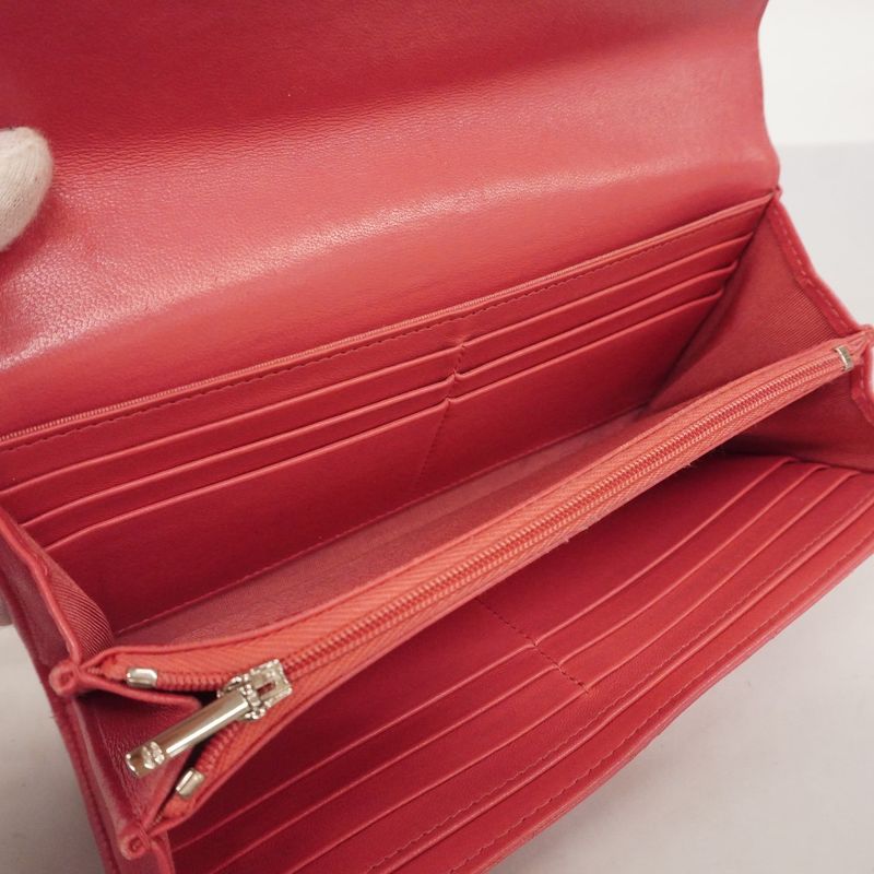Chanel Long Wallet Matelasse Lambskin Pink Silver Hardware Women