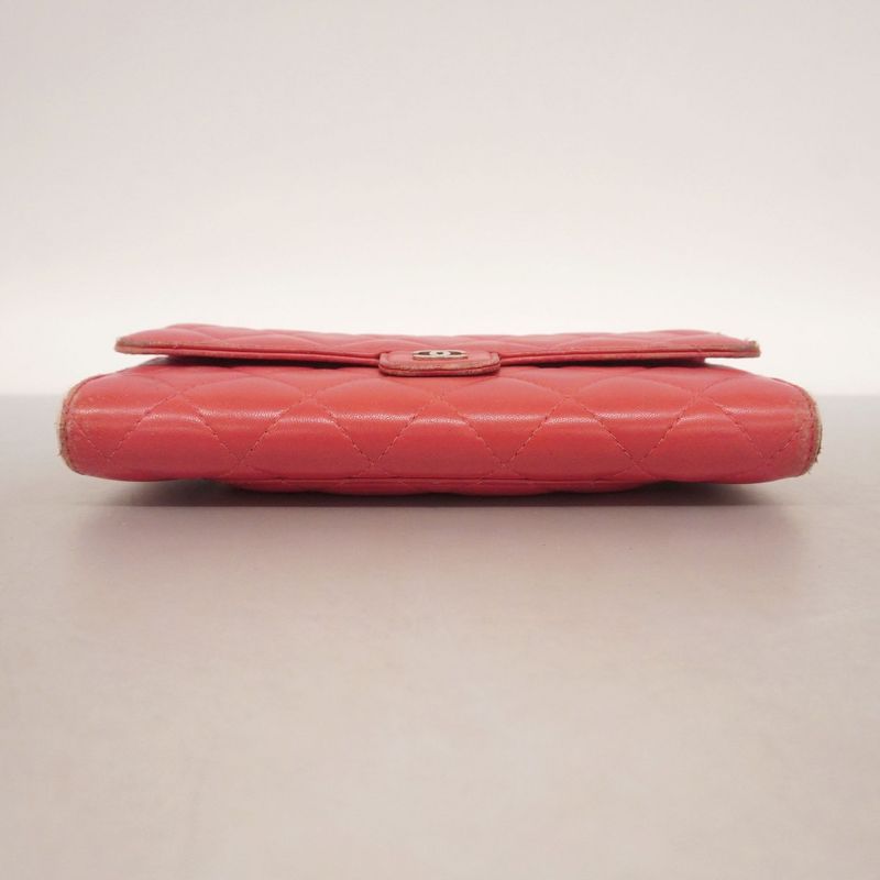 Chanel Long Wallet Matelasse Lambskin Pink Silver Hardware Women
