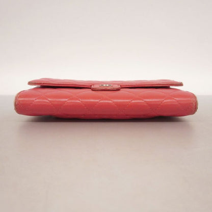 Chanel Long Wallet Matelasse Lambskin Pink Silver Hardware Women