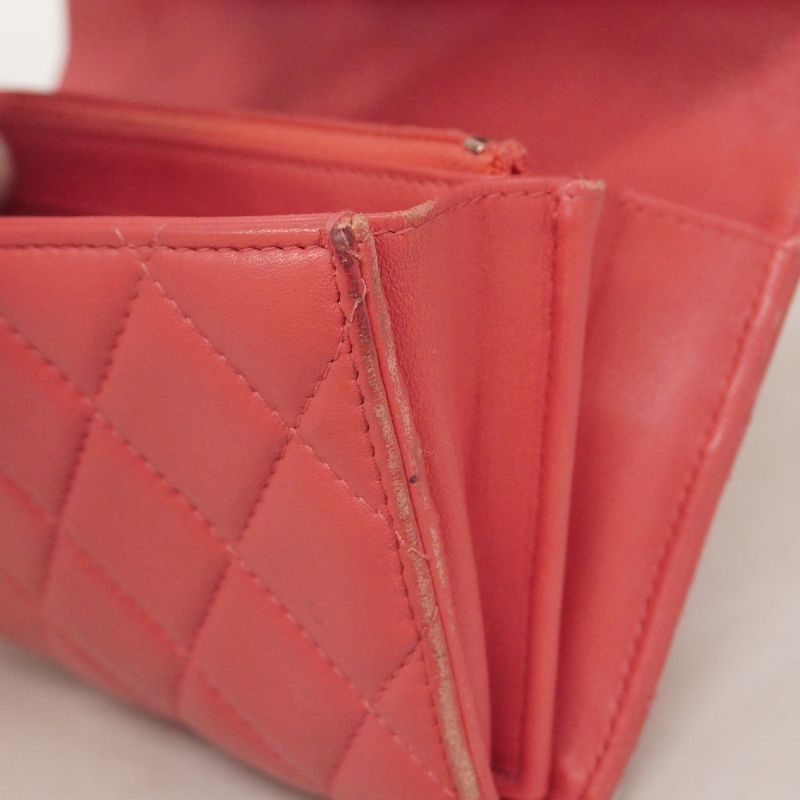 Chanel Long Wallet Matelasse Lambskin Pink Silver Hardware Women