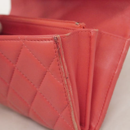 Chanel Long Wallet Matelasse Lambskin Pink Silver Hardware Women