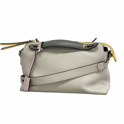 Fendi Handbag By-the-way Leather Gray Yellow Pink Silver Hardware 2way Bag