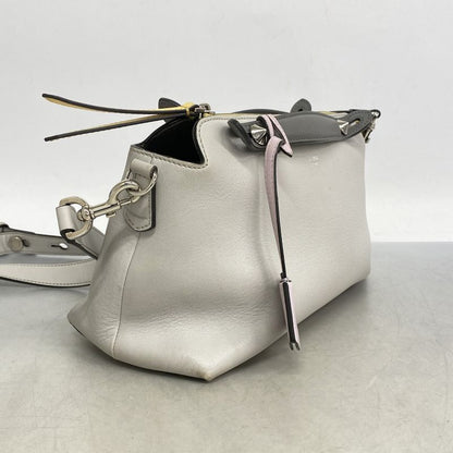 Fendi Handbag By-the-way Leather Gray Yellow Pink Silver Hardware 2way Bag