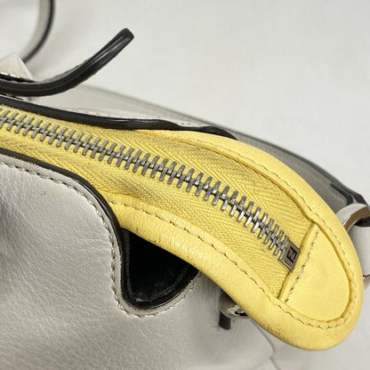 Fendi Handbag By-the-way Leather Gray Yellow Pink Silver Hardware 2way Bag